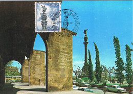 54595. Tarjeta Maxima BARCELONA  1977. Monumento A COLON  Y Atarazanas. ESPAMER - Cartes Maximum