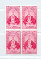 VENEZUELA 1952 VIRGIN OUR LADY OF COROMOTO SCOTT 643 MICHEL 836 MNH BLOCK OF FOUR - Venezuela