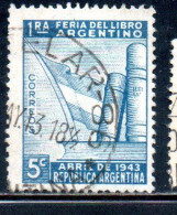 ARGENTINA 1943 FIRST BOOK FAIR OF BOOKS FLAG 5c USED USADO OBLITERE' - Used Stamps