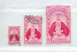 VENEZUELA 1952 VIRGIN OUR LADY OF COROMOTO SCOTT 641-3 USED SET - Venezuela