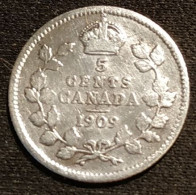 CANADA - 5 CENTS 1909 - Argent - Silver - Édouard VII - Couronne Impériale - KM 13 - Canada