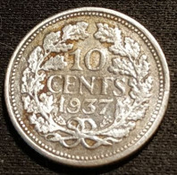 PAYS BAS - NEDERLAND - 10 CENTS 1937 - Wilhelmina - Argent - Silver - KM 163 - 10 Cent