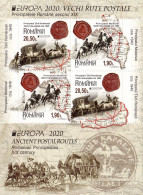ROMANIA - EUROPA CEPT - 2020 - Ancient Postal Routes - M/S - Block I With 4 Stamps(2 Sets) MNH**,model 2 - Ongebruikt
