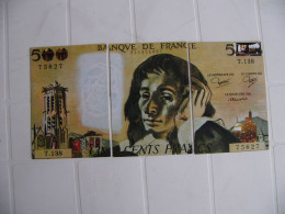 Lot 3 Cp Banque De France Billet De 500 Francs - Monnaies (représentations)