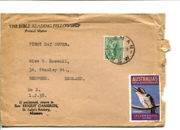 AUSTRALIE - Affranchissement Seul Sur Lettre Tarif Imprimé FDC KOALA + Vignette Kookaburra - Storia Postale