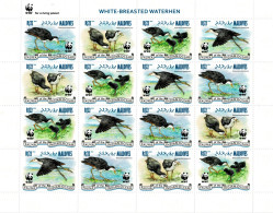 MALDIVES 2013 Mi 4878-4881 WWF WHITE-BREASTED WATERHEN MINT FULL SHEET ** - Albatros & Stormvogels