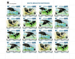 MALDIVES 2013 Mi 4878-4881 WWF WHITE-BREASTED WATERHEN MINT FULL SHEET ** - Maldivas (1965-...)