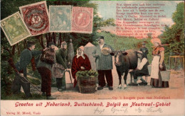 ! Alte Ansichtskarte Groeten Uit Nederland, Duitschland, Belgie En Neutraal Gebiet, 1904 - Vaals