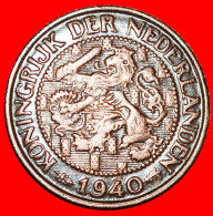 * RAMPANT LION (1913-1941): NETHERLANDS  1 CENT 1940! WILHELMINA (1890-1948) · LOW START · NO RESERVE! - 1 Centavos