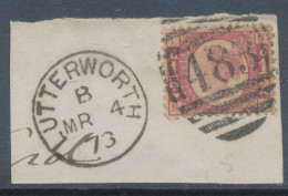 GB QV ½d Plate 5 (NI) Superb Used On Piece W. Duplex „LUTTERWORTH / 483“, Leicestershire (4VODA, Time Code B), 4.3.1873 - Gebruikt