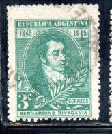 ARGENTINA 1945 BERNARDINO RIVADAVIA 3c USED USADO OBLITERE' - Used Stamps