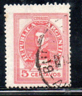 ARGENTINA 1945 1946 JOSE DE SAN MARTIN 5c USED USADO OBLITERE' - Oblitérés