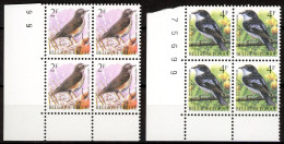 BE   2653  P8  - 2654 P8   XX    ----    Oiseaux Buzin : Grive Mauvis  / Gobe-mouche --  Blocs De 4 Coin De Feuille - Esquinas Fechadas