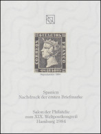 Sonderdruck Spanien Nr. 1 Neudruck Salon Hamburg 1984 FAKSIMILE - Privé- & Lokale Post
