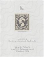 Sonderdruck Luxemburg Nr. 1 Neudruck Salon Hamburg 1984 FAKSIMILE - Privados & Locales