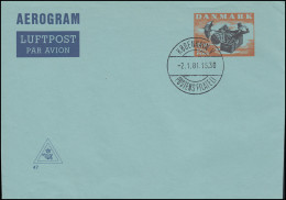Dänemark Aerogramm LF 31I Der Fliegende Koffer 200 Öre, Kz. 47, ET-O 2.1.1981 - Enteros Postales