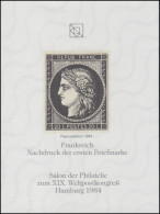 Sonderdruck Frankreich Nr. 1 Neudruck Salon Hamburg 1984 FAKSIMILE - Privatpost