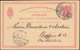 Dänemark Postkarte Wappen Im Oval 10 Öre, KJOBENHAVN 2.12.1901 Nach BERLIN - Enteros Postales