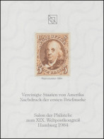 Sonderdruck USA Nr. 1 Neudruck Salon Hamburg 1984 FAKSIMILE - Private & Local Mails