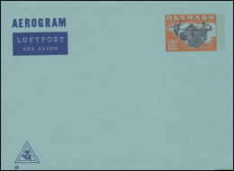 Dänemark Aerogramm LF 26I Der Fliegende Koffer 130 Öre, Kz. 39, ** - Postal Stationery