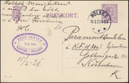 Dänemark Postkarte P 167II Christian X. 15 Öre Kz.61-H, Holbaek/Holbæk 15.2.1921 - Ganzsachen