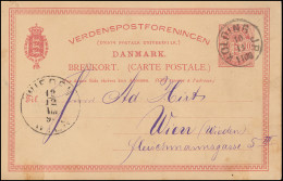 Dänemark Postkarte Wappen Im Oval 10 Öre, KOLDING 10.12.1890 Nach WIEN 12.12.90 - Entiers Postaux