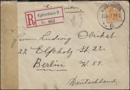 Zensurpost Dänemark Nach Deutschland EF 72 R-Bf. KOPENHAGEN 28.8.17: Kriegsrecht - Enteros Postales