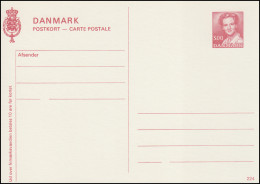 Dänemark Postkarte P 281 Königin Margrethe 3,00 Kronen, Kz. 224, ** - Enteros Postales