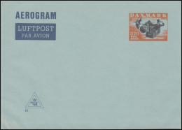 Dänemark Aerogramm LF 34 Der Fliegende Koffer 370 Öre, Kz. 51, ** - Postal Stationery