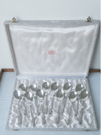 12 Cuillères à Glace En Métal Argenté SFAM - Modèle Russe - écrin D'origine - Silverware