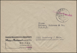 Gebühr-bezahlt-Stempel Bf. Glaserei & Spiegelfabrik DESSAU 5.12.45 Nach Geraberg - Verres & Vitraux