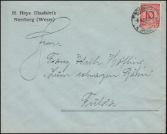 340Pa Korbdeckel EF Brief Glasfabrik H. Heye NIENBURG/WESER 4.4.1924 Nach Fulda - Verres & Vitraux