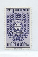 VENEZUELA 1952 TRUJILLO COAT OF ARMS VIOLET 10BS SCOTT C445 MICHEL 979 MLH - Venezuela