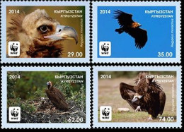 Kyrgyzstan 2014 WWF Black Vulture Aegypius Monachus Set Of 4 Stamps MNH - Unused Stamps