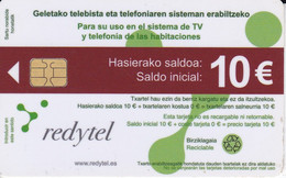 TARJETA  DE 10€ DE HOSPITALES TV Y TELEFONO REDYTEL (PAIS VASCO) RARA - Andere & Zonder Classificatie