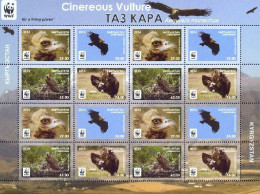 Kyrgyzstan 2014 WWF Black Vulture Aegypius Monachus Special Minisheet Of 4 Sets MNH - Nuevos