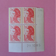 N°2376d Type Liberté 2.20 F. Rouge Papier Couché Bandes Phosphorescente Jaune - 27.09.85 - Neuf ** Cote 2024 5€ - 1980-1989