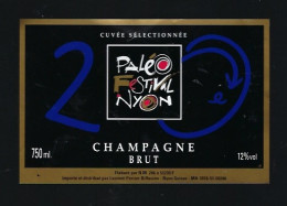Etiquette Champagne Brut Cuvée Sélectionnée  Paléo Festival Nyon 20°  Distribué Par Laurent Perrier  Diffusion - Champagner