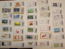 Lot 70 Affranchissements Mon Timbre En Ligne Oblitérés Sur Fragments D'enveloppes. - Printable Stamps (Montimbrenligne)