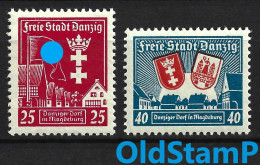 DANZIG 1937 MLH * Full Set Mi.# 274 - 275 Stamps / Allemagne Alemania Germany Weimar Infla Third 3rd Deutsches Reich - Mint