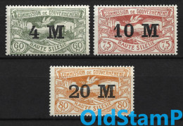 OBERSCHLESIEN 1922 MLH * Full Set Mi.# 41-43 Stamps / Allemagne Alemania Germany Weimar Infla Third 3rd Deutsches Reich - Silésie