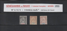 SÉNÉGAMBIE & NIGER - Ex. Colonie Française  - 3 Timbres Neufs * -  N° 1 / 2 / 3 / De 1903 - 2 Scan - Nuevos