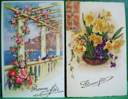 Lot 8 Cpa   FANTAISIES BONNE FÊTE . FLEURS  FLOWERS X  8  OLD  PC - Colecciones Y Lotes