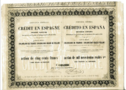 Compagnie Générale De CRÉDIT En ESPAGNE (1856) - Banque & Assurance