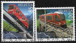 2010  Schweiz   Mi. 2151-2 FD-used   Bahnjubiläen: 100 Jahre Niesenbahn, 100 Jahre Berninabahn - Used Stamps