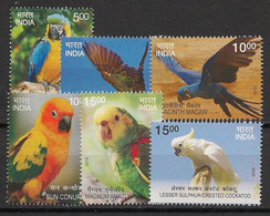 INDIA - 2016 - N°YT. 2732 à 2737 - Oiseaux / Perroquets / Parrots / Tropical Birds - Neuf Luxe ** / MNH / Postfrisch - Pappagalli & Tropicali