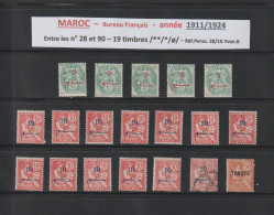 MAROC - Bureau Français - 19 Timbres Neufs ** & * & ø  - Entre Les N° 28 Et 90 De 1911/1924  - 2 Scan - Ungebraucht