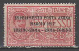 ITALIA 1917 - Esperimento Posta Aerea Torino-Roma - Espresso Soprastampato * (2 Scan) - Poste Aérienne