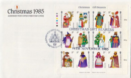 Guernsey Minisheet On FDC - Noël