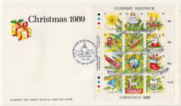 Guernsey Minisheet On FDC - Christmas